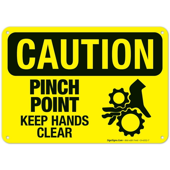 Pinch Point Keep Hands Clear Sign, OSHA Caution Sign, (SI-4552)