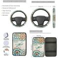 thumbnail image 3 of Yuyamidu 13pcs Car Seat Cover Set Dragonfly Steering Wheel Cover Seat Belt Pad Cup Holder Boho Flowers Auto Armrest Cover Key Chain Auto Interior Sets, 3 of 6