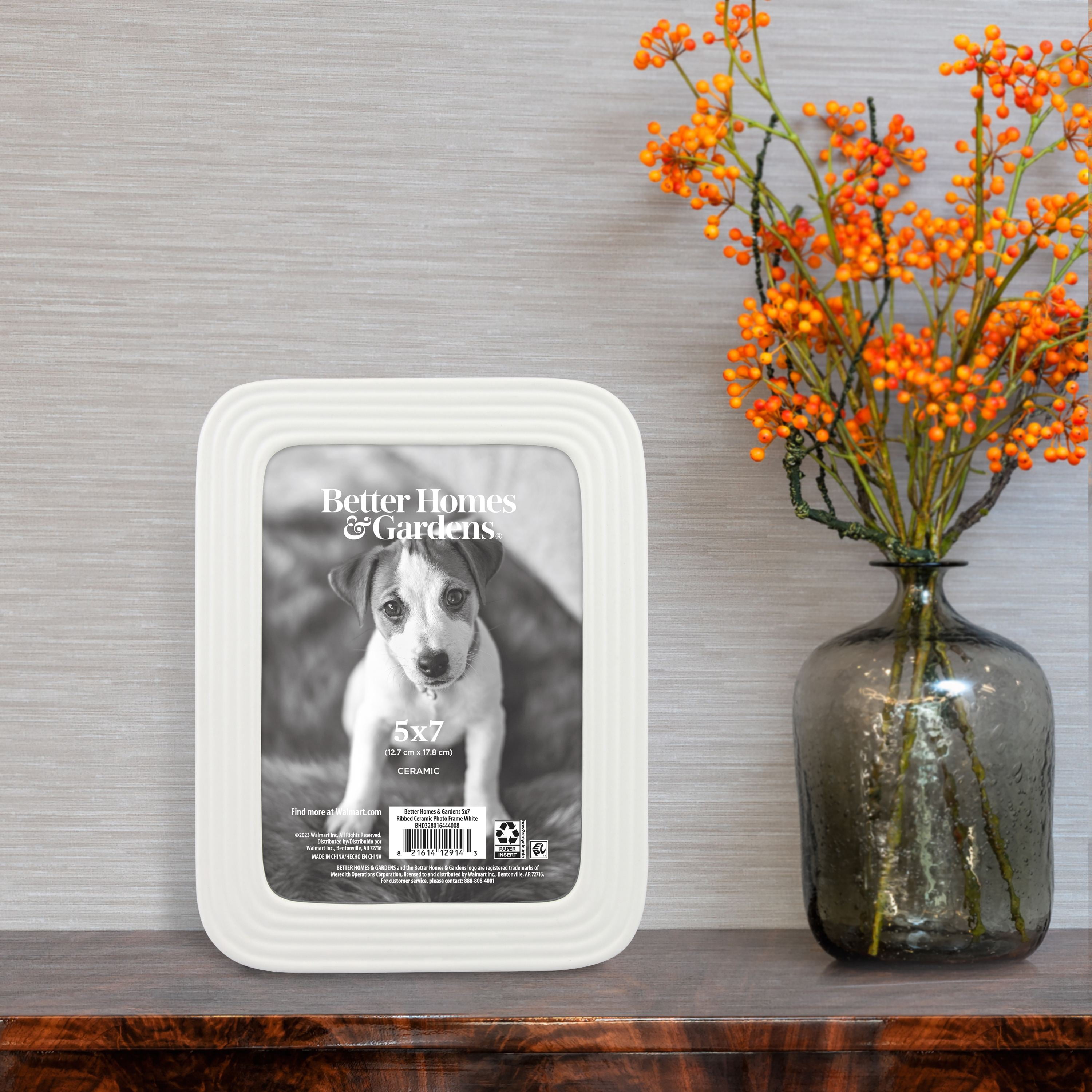 Better Homes & Gardens 5x7 Ceramic Tabletop Picture Frame, White