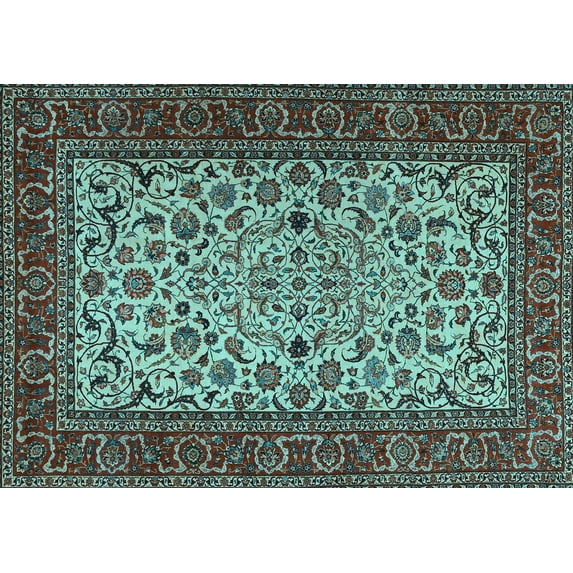 Ahgly Company Indoor Rectangle Persian Light Blue Traditional Area Rugs, 7' x 9'