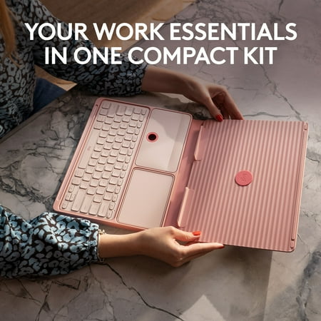 Logitech - Casa Pop-Up Desk Work From Home Kit Compact Wireless Keyboard, Touchpad and Laptop Stand for Laptop/MacBook (10” to 17”) - Bohemian Blush