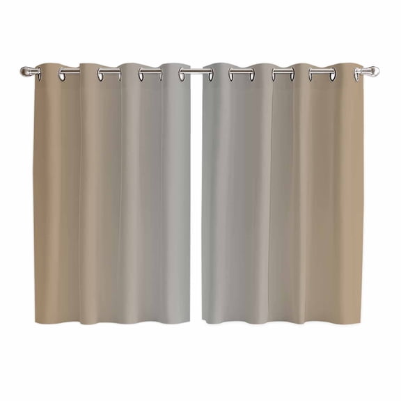 Beige Gray Ombre Kitchen Curtains 72 Inch Length, Modern Gradient Abstract Art Grommet Top Bedroom Living Room Curtains, Light Filtering Cafe Curtain Drapes 2 Panels Set 104''x72''
