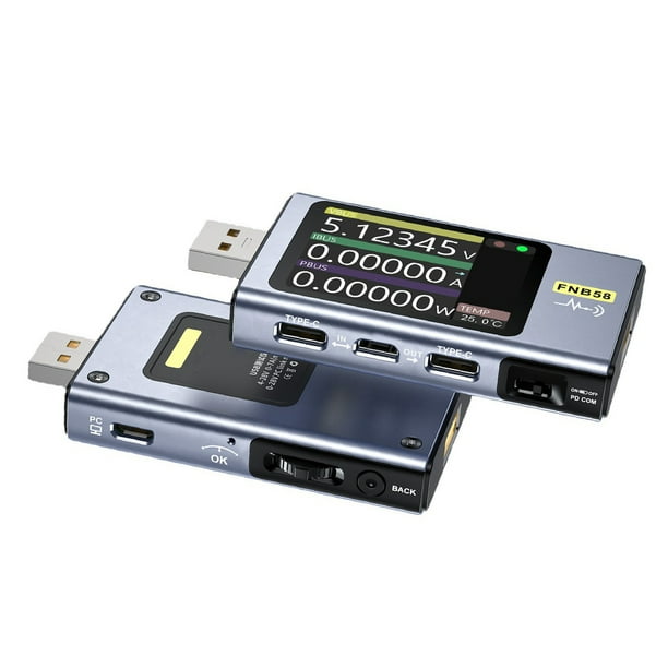 Probador USB, 5p High Current USB A USB Digital Multímetro Simple Pantall Interfaz Multifuncional Para Computadora