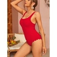 thumbnail image 3 of ALove Square Collar Sexy Curved Selvedge One Piece Swimwear for Women Double Straps Bath Suit Monkini, 3 of 7
