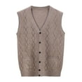 thumbnail image 1 of Men's Sweater Vest for Autumn and Winter – V-Neck Buckle Knit Vest with Pure Color Wool Non-Hooded Collarless Pocket Design, 1 of 6