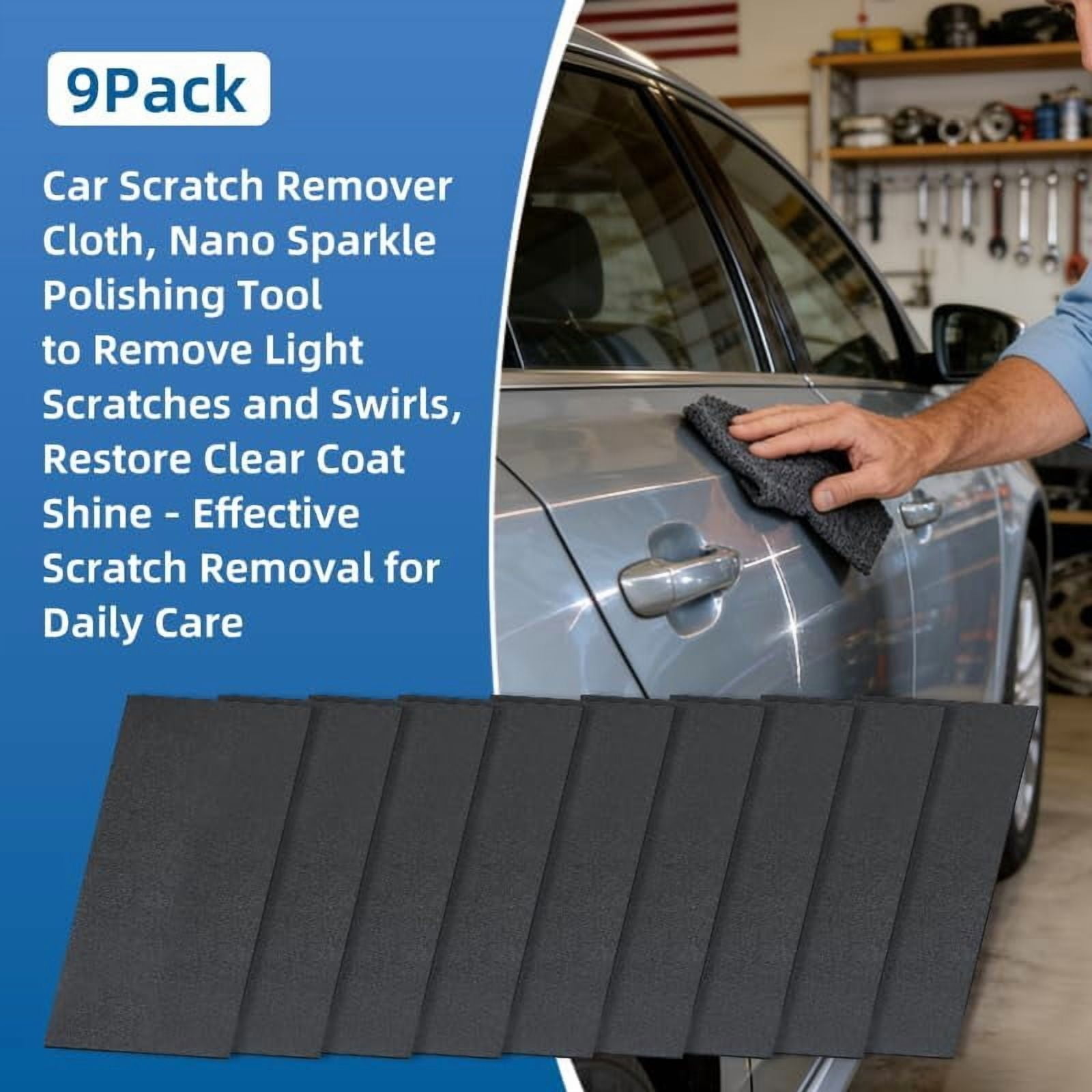 JJEAN-9 Pack Car Scratch Remover Cloth, Nano Sparkle Polishing Tool to Remove Light Scratches and Swirls, Restore Clear Coat Shine - Effective Scratch Removal for Daily Care