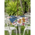 thumbnail image 3 of Outdoor Tablecloth with Umbrella Hole for Patio/Picnic/Party/Camping, Nautical Coastal Waterproof Table Cloth Round Cover Washable, Watercolor Ocean Slippers Starfish Coral Shell (Dia 60"), 3 of 8