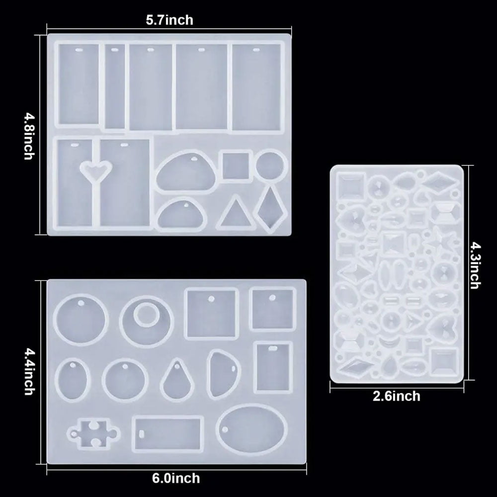 EIMELI 159 Pcs Resin Molds Tools Kit, DIY Jewelry Craft Making Silicone Casting Molds for Key Chain Earrings Necklaces Bracelets Pendant