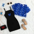 thumbnail image 2 of Birdeem Girls Summer Casual Mesh Jacket Printing Dress Two Piece Set, 2 of 12
