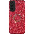 thumbnail image 3 of for Samsung Galaxy A25 5G Sparkle Bling Sparkly Glitter Case for Women, Shockproof Protective Cover Case with Ring Kickstand for Samsung Galaxy A25 5G CZ-Red, 3 of 10