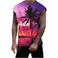 thumbnail image 2 of Xysaqa Men's Tank Tops Palm Tree Colorful Print, Novelty Graphic Summer Sleeveless Beach Hawaiian Shirt S-3XL, 2 of 5