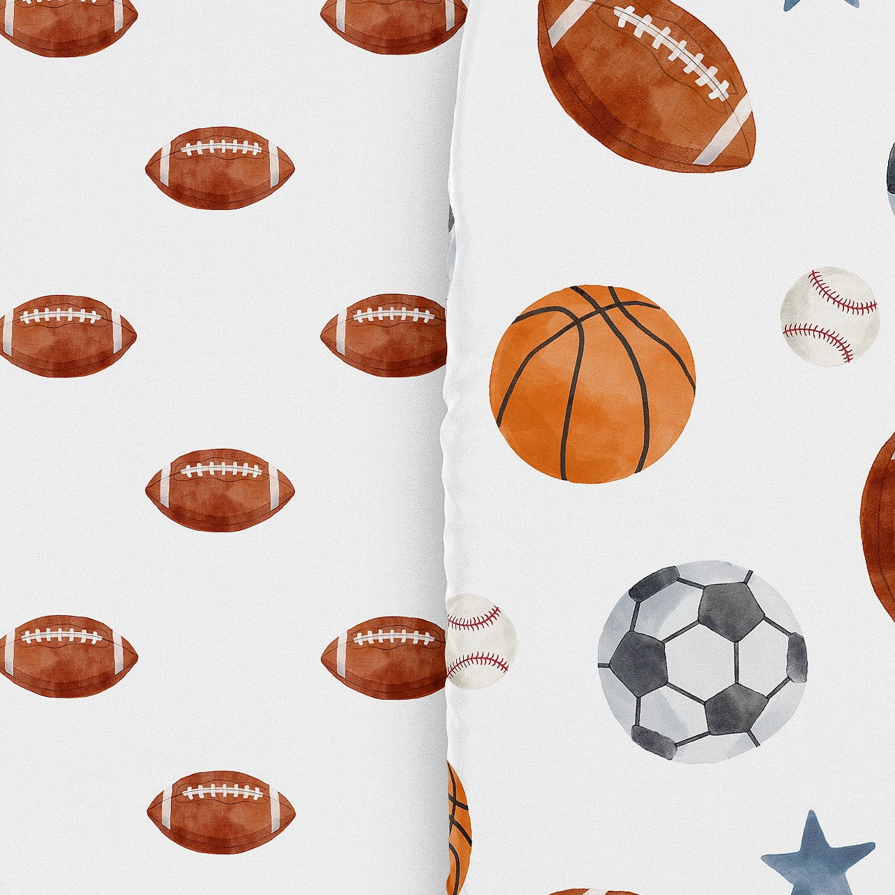 Sweet Jojo Designs Watercolor Sports Theme Football Print Boy Baby Bassinet Fitted Sheets Set 2 Piece