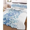 thumbnail image 3 of Quilts Twin Size Bedding Set, Blue Eucalyptus Leaves Lightweight Quilted Comforter, Spring Summer Botanical Floral Soft Reversible Bedspread Coverlet with Pillow Covers for All Season, 68" x 86", 3 of 7
