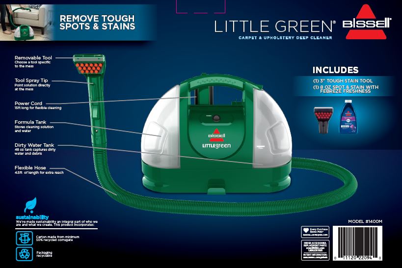 BISSELL Little Green Portable Spot and Stain Cleaner, 1400M - image 6 of 11