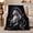 Cat in Orb, variant on Shattered Glass Gray Cat Portrait Autumn Living Room, Dramatic Pet Portrait Pattern, Warm Flannel Blanket for Living Room and Bedroom, Cat Lovers autumn celebration Gift, Pet Lover Home Decor