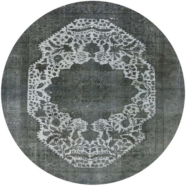 Ahgly Company Machine Washable Indoor Round Industrial Modern Light Black Area Rugs, 8' Round