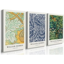 Hieng William Morris Animal Wall Art Set of 3 Fox Rabbit Owl Canvas Posters Prints Forest Wild Animal Pictures Paintings Gothic Botanical Floral Wall Decor for Bedroom Dark Academia Decor Unframed