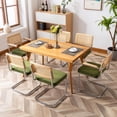 thumbnail image 5 of Zesthouse Mid-Century Modern Rattan Dining Chairs Set of 2, Velvet Upholstered Kitchen Arm Chair with Cane Back and Chrome Legs, Green, 5 of 11
