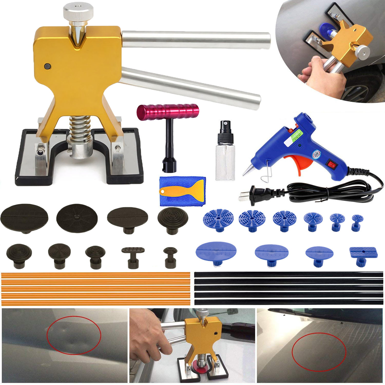 6Pcs Car Auto Body Dents Removal Pulling Tabs Paintless Dent Repair Tools Suuonee Dent Puller Tabs 