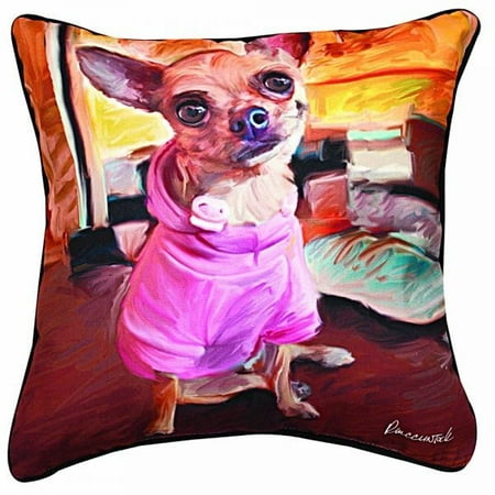 Bella Square Pillow - manual chihuahua bella paws and whiskers decorative square pillow, 18-inch