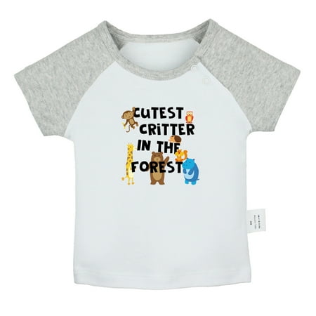 

iDzn Cutest Critter In The Forest Funny T shirt For Baby Newborn Babies T-shirts Infant Tops 0-24M Kids Graphic Tees Clothing (Short Gray Raglan T-shirt 6-12 Months)