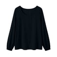 thumbnail image 5 of Lmueinov Long Sleeve Shirts for Women Cotton Linen Crew Neck Loose Fit Pullover Tops Solid Lightweight Casual Trendy Summer Fall Vacation Outfits, 5 of 6