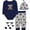 Navy My Heart Belongs To Mommy And Football, variant on Infant Boy Halloween Outfit Set with Bodysuit, Pants, Hat & Socks (Grey Boo Ghost Pumpkin, 3 months)