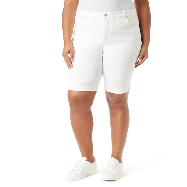 Shorts Gloria Vanderbilt Amanda Bermuda de Tiro Alto Blanco Vintage