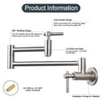 thumbnail image 3 of WOWOW Pot Filler Faucet, Brass Wall Mount Kitchen Faucet Brushed Nickel Folding Stretchable with Double Joint Swing Arm Single Hole 2 Handles for Kitchen, Stove Faucet, 3 of 5