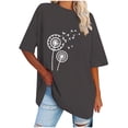thumbnail image 2 of WREESH Women's Oversized Round-Neck T-Shirt Casual Printed Short Sleeve Top Gray, 2 of 5