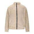 thumbnail image 4 of Men's Fuzzy Sherpa Jacket Long Sleeve Fleece Zip Up Coat with Lapels Plush Winter Outwear Warm Cardigan, 4 of 7