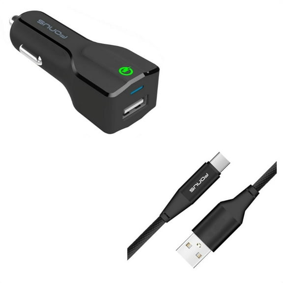 Charger Cord Type-C 6ft USB Cable w USB Port Fast 18W Car Charger Y4J for Acer Liquid Jade Primo - Alcatel PulseMix, 7, Idol 5S 5 4S - ASUS Zenfone V Live, ROG Phone, AR 6 5z 4 Pro