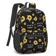thumbnail image 2 of Sunflower and Butterfly Black Pattern 17" Waterproof Oxford School Backpacks for Teens, S-Shape Padded Straps, for School, Travel, Hiking, Camping, 2 of 5