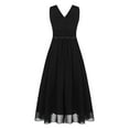 thumbnail image 2 of YONGHS Kids Flower Girl Chiffon Dress Wedding Bridesmaid Pageant Party Sleeveless Ruched Gowns Black 6, 2 of 5
