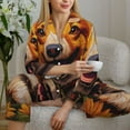 thumbnail image 6 of Easygdp Artistic Sunflower Corgi Women's Long-Sleeve Shirt and Full-Length Bottom Pajama Set,Two Piece Loungewear Soft Pajama Top and Pants Pjs Sleepwear-Large, 6 of 7
