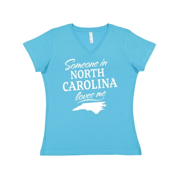 Inktastic Someone in North Carolina Loves Me Women's V-Neck T-Shirt