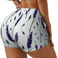 thumbnail image 2 of Kdxio Lavender Flowers Print Workout Shorts for Women Seamless Soft Smooth Gym Yoga Scrunch Active Shorts, 2 of 9
