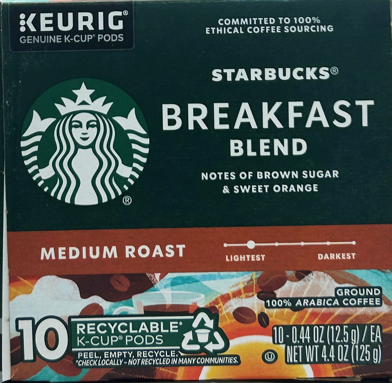 Starbucks K-Cup Breakfast Blend Coffee, 4.4 oz, 10 Pods