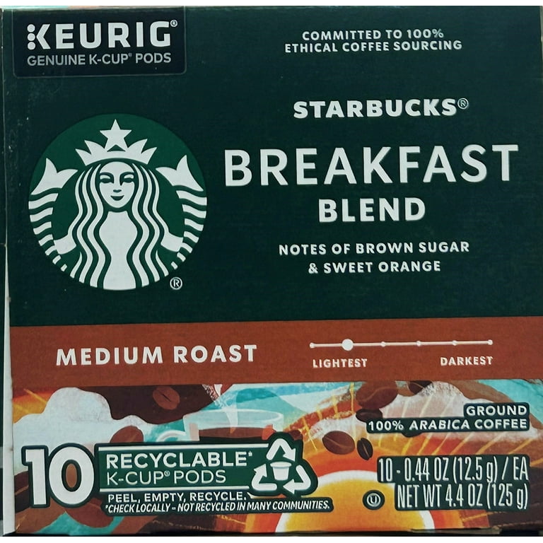 Starbucks, K-Cup Breakfast Blend Coffee, 4.4 oz, 10 Pods - Walmart.com