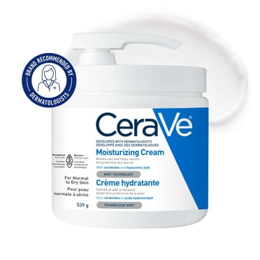 CeraVe Moisturizing Cream, Rich Face and Body Cream with Ceramides and Hyaluronic Acid for Dry Skin, 539g