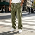 thumbnail image 2 of Hearthz Corduroy Wide Leg Men Pant Athletic Workout Running Mens Lightweight Hiking Pants Elastic Waist Drawstring Jogger Pants Men with Pockets Green XXXL, 2 of 6