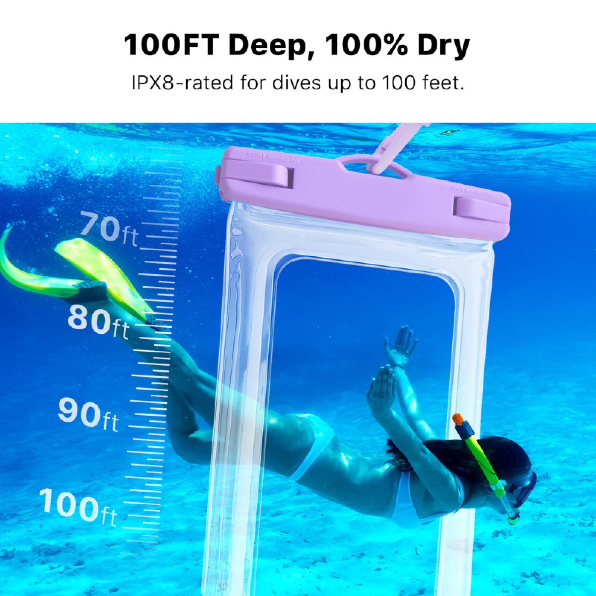 (4-Pack) AquaLock Universal Floating Waterproof Phone Pouch – Lilic – IPX8 Rated, Fits Phones up to 7" – Touchscreen Safe