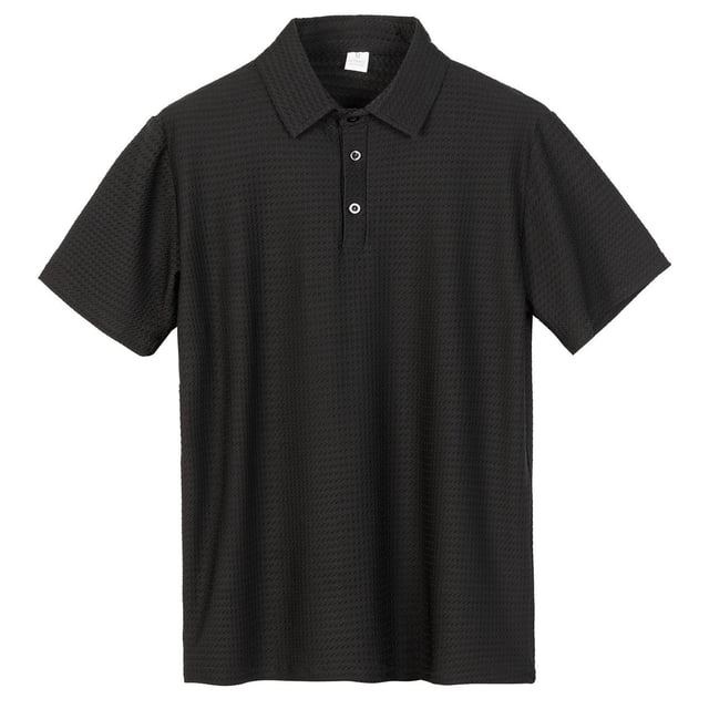 Blusa y camisa de manga corta con cuello vuelto para hombre, informal, de moda, de manga corta, lisa, con cuello vuelto, deportiva, sin mangas, de poliéster.