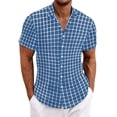 thumbnail image 7 of Tauxra Men's Checkered Button Down Shirt, Short Sleeve Casual Lapel Top, Modern Slim with Chest Pocket, Versatile for Business, Work, Date, Vacation, Breathable and Wrinkle, 7 of 7