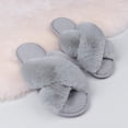 thumbnail image 5 of Zizor Women's Open Toe Fluffy Cross Band Slippers Slip on, 5 of 5