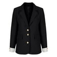 thumbnail image 4 of BADHUB Womens Single Breasted Long Sleeve Blazers Solid Stretch Blazer Coat Trendy Lined Jacket Notch Lapel Suit Jackets Black XXXL, 4 of 9