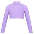 thumbnail image 3 of Camiseta corta de gimnasia de manga larga de color liso para niñas, para actuaciones en el escenario, ballet, baile, fitness, ropa deportiva, 3 of 5
