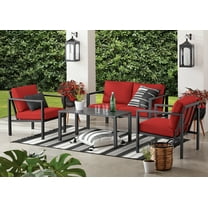 Mainstays Dashwood 4-Piece Outdoor Patio Conversation Set, Seats 4, Red