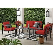 Mainstays Dashwood 4-Piece Outdoor Patio Conversation Set, Seats 4, Red