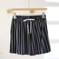 thumbnail image 2 of Kaemgyyd Flowy Pajamas Shorts for Women Soft Elastic Waist Striped Lounge Shorts Comfortable Drawstring Pj Bottoms with Pockets, 2 of 3